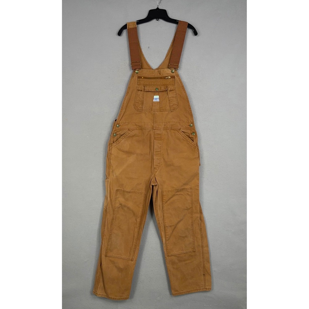 Liberty Overalls Men 38x30 Brown Solid Duck Canvas Double Knee Workwear Bibs